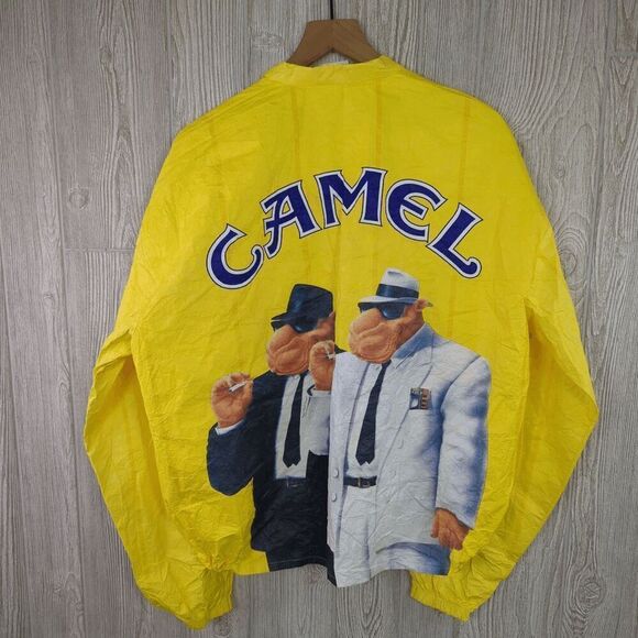 Camel Joe Tyvek Jacket Vintage 90s Windbreaker Unlined Bright Yellow Extra Large - Picture 10 of 10